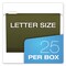 Pendaflex Reinforced Hanging File Folders with Printable 1/5-Cut Tab Inserts - Letter Size/Standard Green (25/Box)